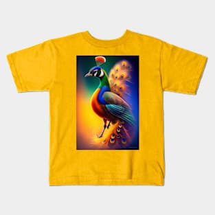 TechnoWings: The Futuristic Peacock Makwana-0006 Kids T-Shirt